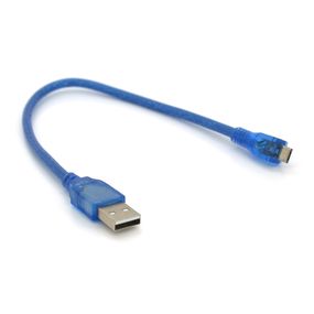 Кабель USB 2.0 (AM/Миссго 5 pin) 0.3м,прозрачный синий,Пакет