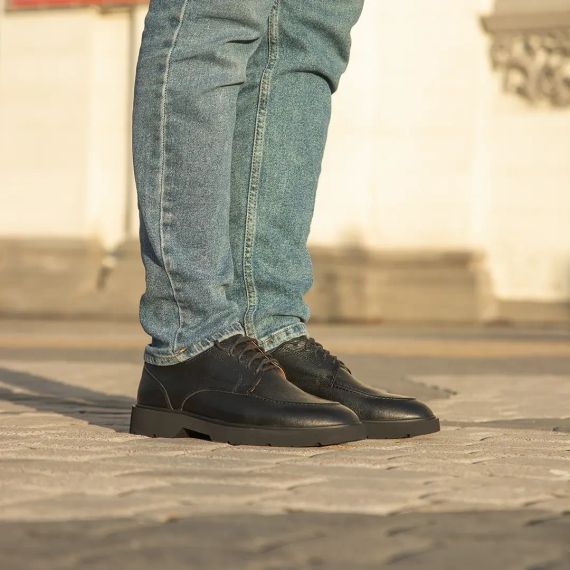 Casual чоловічі туфлі. Чорні шкіряні дербі для важливих подій! 41 розмір | Зображення 4