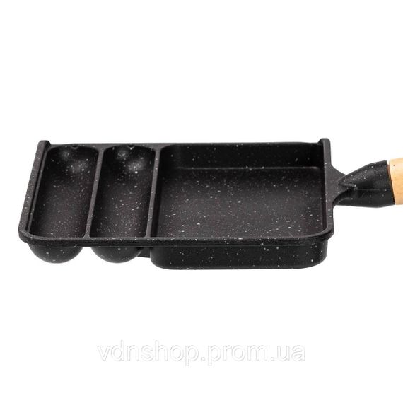 Сковорода прямокутна на 3 секції з антипригарним покриттям чорна HP39572B | Зображення 4