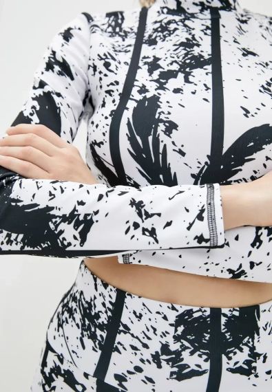 Спортивный топ 4Profi с длинным рукавом c принтом "Тропик" черно-белый размер L дайвинг 16046 | Зображення 1