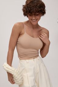 Короткий топ на бретелях із люрексу - бежевий цвет, ONE SIZE (є розміри)