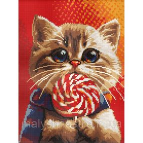 Алмазная мозаика "Котик с конфетой" AMO7976 30х40 см