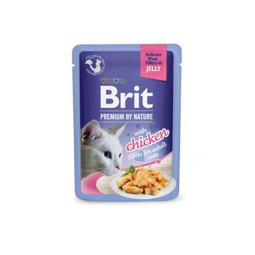 Корм вологий Brit Premium Delicate Fillets in Jelly Chicken для кішок філе в желе курка 85 г