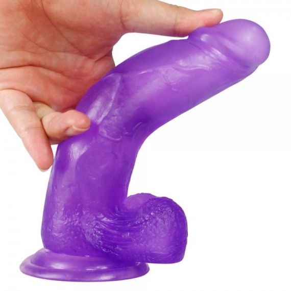 Фалоімітатор з мошонкою - Jelly Studs Crystal Dildo Large 8" Purple Sex Aura | Зображення 5