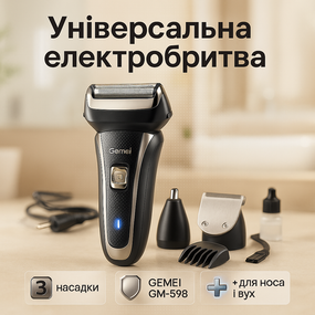 Бритва портативна акумуляторна GEMEI, Бритва з акумуляторним зарядним пристроєм, Бритви електричні IX-18