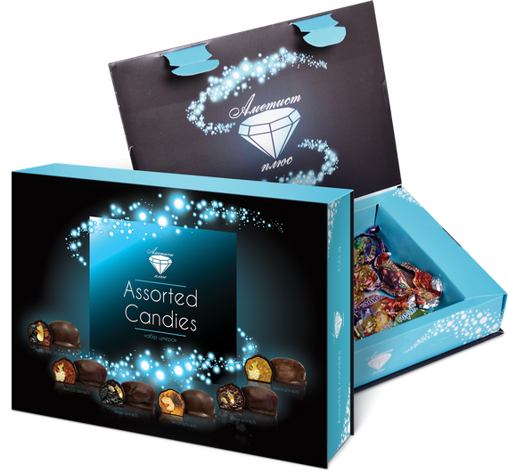 Набір цукерок Асорті АМЕТИСТ ПЛЮС художня коробка (213670)