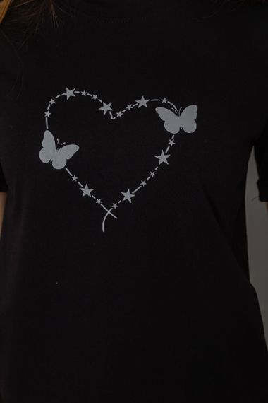 Жіноча футболка з принтом, колір чорний, 241R125 | Зображення 4