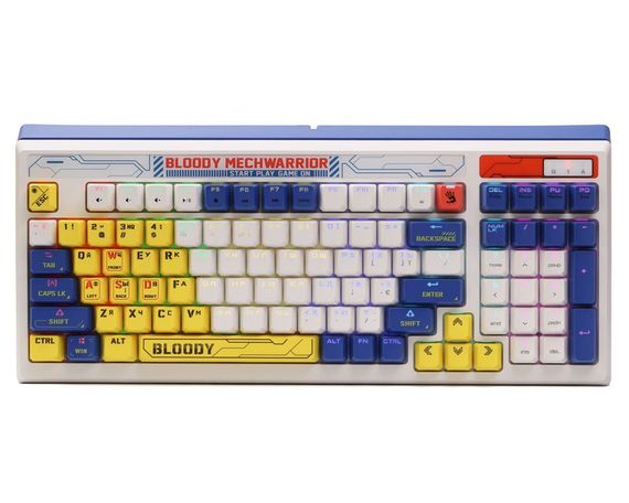 Механічна ігрова клавіатура Bloody B950 (Warrior Blue), біла, RGB підсвічування клавіш, USB