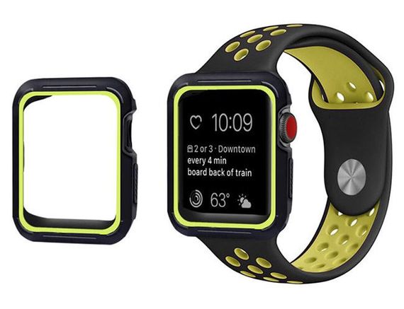Силиконовый защитный корпус Primo для Apple Watch 40mm - Black / Green | Зображення 2