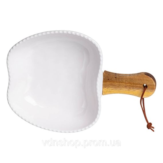 Тарілка порцелянова глибока з ручкою Яблуко 23×16×4 (см) блюдо сервірувальне з ручкою для подачі тарілка сковорода Білий ZJH-15-5 | Зображення 2