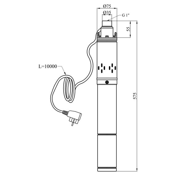 Насос глибинний шнековий Agua 3S QGD 1.8-75-0.37 з вбудованим конденсатором (CV035071) | Зображення 4