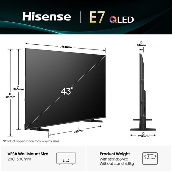 LED-телевізор Hisense 43E7Q | Зображення 2