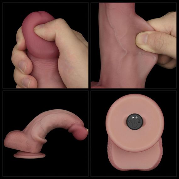 Реалістичний вібратор - Vibrating Sliding Skin Pro II Dual Layer Silicone Dong 8" Flesh Sex Aura | Зображення 6