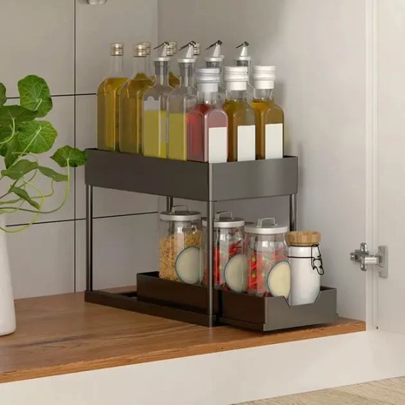 Органайзер дворівневий з висувним ящиком для зберігання та гачками