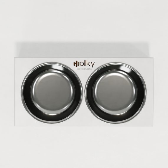 Миски на подставке для маленьких собак и котов Hollky Base XS (2 × 0,25 л) BXS-28145-WHWH | Зображення 1