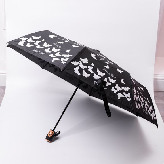 Парасолька напівавтомат з принтом міцна з поліестеру діаметр 97 см Чорна HP-23-2B | Зображення 6