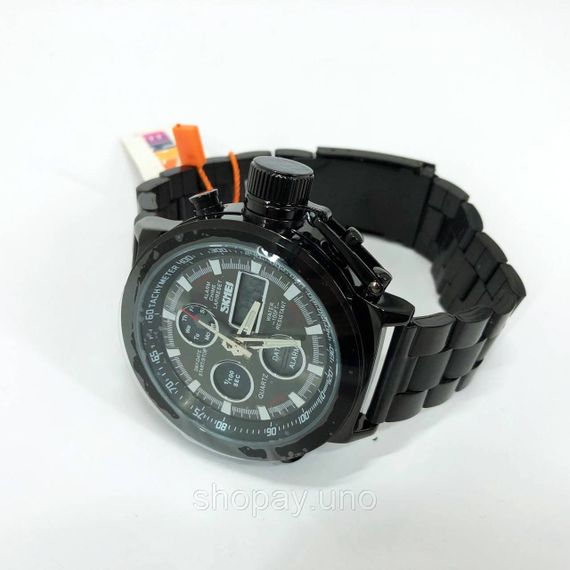 Годинник наручний чоловічий SKMEI 1515BK BLACK, годинник наручний електронний тактичний. Колір: чорний | Зображення 9