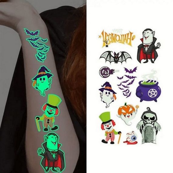 Набір тимчасових тату "Halloween glow №2" kids-tatto-halloween-g2 | Зображення 1