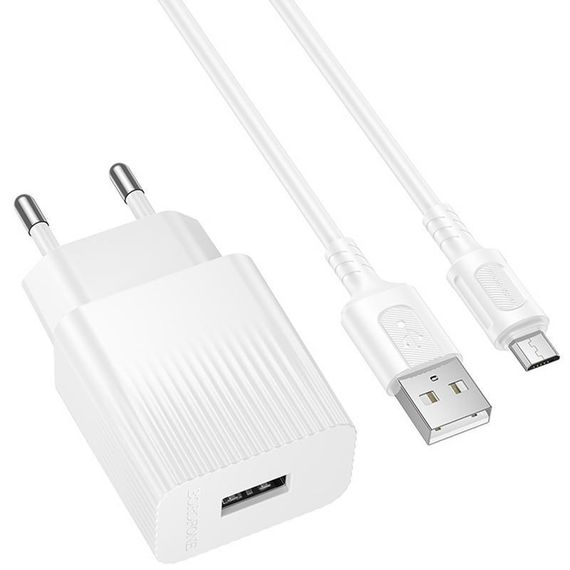 МЗП Borofone BAS71A Source 10.5W (1USB-A) + кабель USB to MicroUSB White | Зображення 1