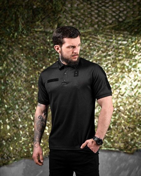 Тактическая футболка PATRIOT поло полиция черная  ВТ7422