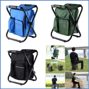Стілець-рюкзак із термосумкою для риболовлі та походів 3 в 1, крісло-термосумка-рюкзак, чорний, зелений, синій
