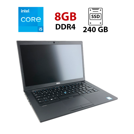 Ультрабук Dell Latitude 7480 / 14" (1920x1080) IPS / Intel Core i5-6300U (2 (4) ядра по 2.4 - 3.0 GHz) / 8 GB DDR4 / 240 GB SSD / Intel HD Graphics 520 / WebCam / HDMI б/в