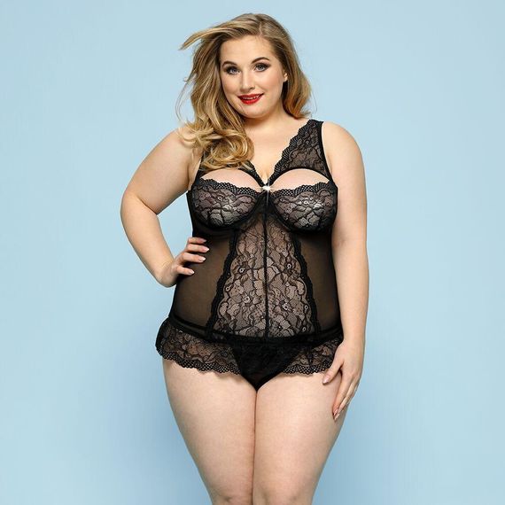 Сексуальний комплект білизни JSY «Скромниця Брук» Plus Size, Black, мереживо, корсет, стрінги sexstyle