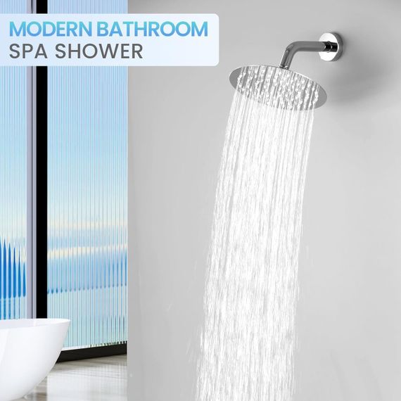 Душевая воронка круглая 20 см нержавеющая сталь водосберегающая с эффектом дождя насадка для душа ультратонкая | Зображення 5