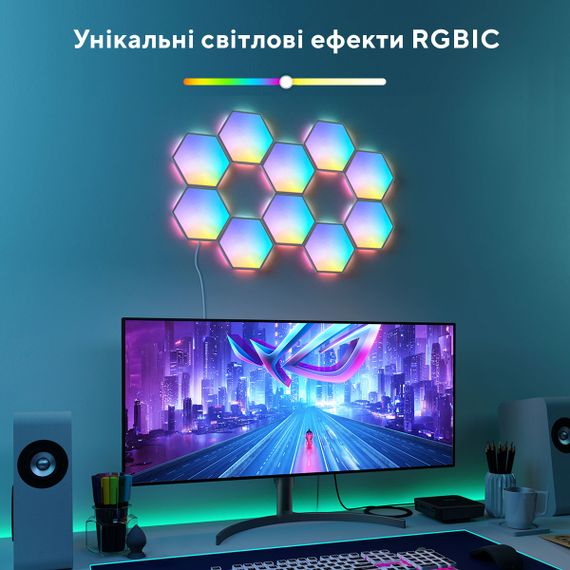 Набір настінних світильників Govee  H6061 Glide Hexa Light Panels 10шт RGB Білий (B6061301) | Зображення 5