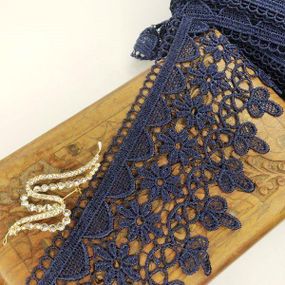 (1 метр) Кружево макраме  8,5см Цвет - Синий тёмный (19М-Y10912-2)