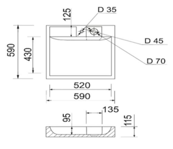 Раковина на пральну машину Qtap Arvin 59x59x115 мм. квадратна, без донного клапана QTARV2365WHI48575 | Зображення 1
