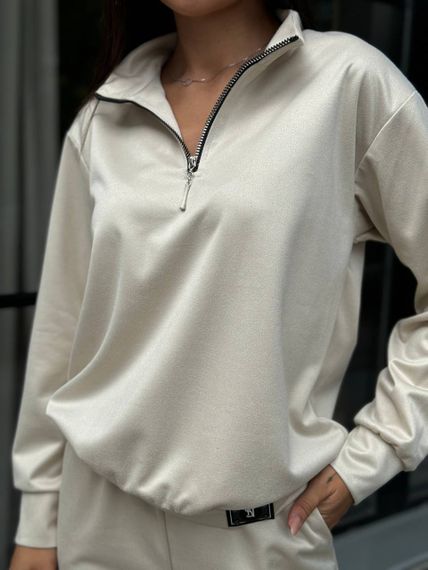 Женский спортивный костюм весна-осень свитшот и джоггеры NB24049 цвет молочный, размер 54/56 | Зображення 3