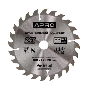 Диск пиляльний для дерева d160 мм*20 мм 24T New APRO