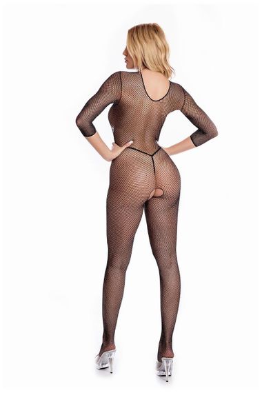 Бодистокинг - Pink Lipstick Lingerie Risque Crotchless Bodystocking Black, S/M sexstyle | Зображення 1