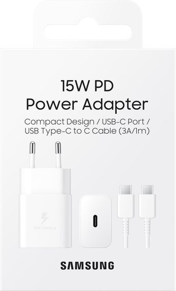 Мережевий зарядний пристрій Samsung 15W Power Adapter Type-C+Cable - White (EP-T1510XWEGEU) | Зображення 4