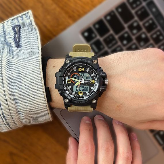 Чоловічий годинник Skmei 1283 Black-Khaki Wristband. | Зображення 2
