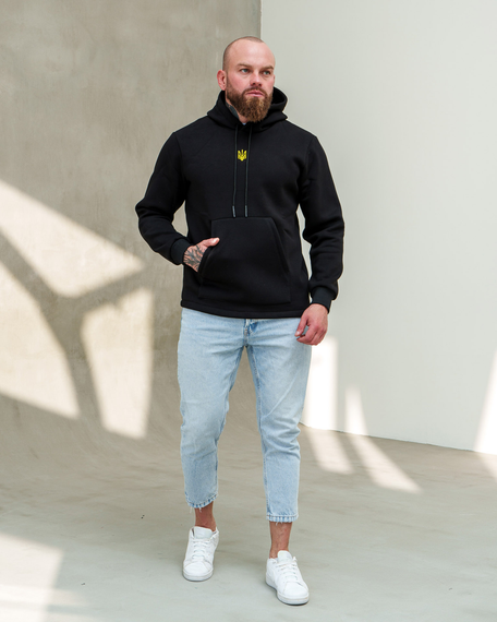 Худі Тризуб Фліс Вишивка чорний S M | Зображення 1