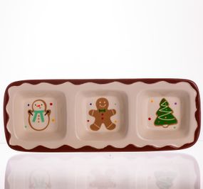 Менажница фарфоровая Merry Christmas на 3 секции 30×11×2.5 (см) прямоугольная CR-1-41