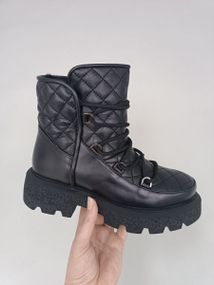 Ботинки женские кожаные черные зимние