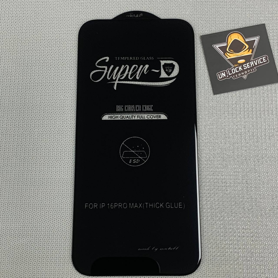 Захисне скло 5D Full Glue для Iphone 16 Pro Max | Mietubl Super | Чорне, повне покриття, 9H
