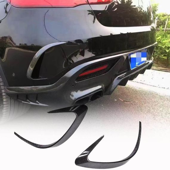 Накладки на задній бампер (для GLE 350/GLE450/GLE63 2019-2023, Карбон) для Mercedes GLE coupe C292 рр