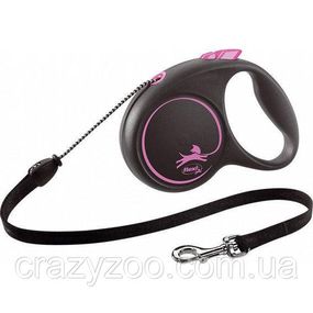 Поводок-рулетка Flexi Black Design М трос 5 м Розовый