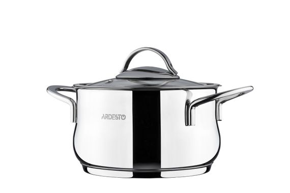 Каструля Ardesto BLACK MARS, скляна кришка, 1.8 л, нержавіюча сталь (AR0718S) | Зображення 1