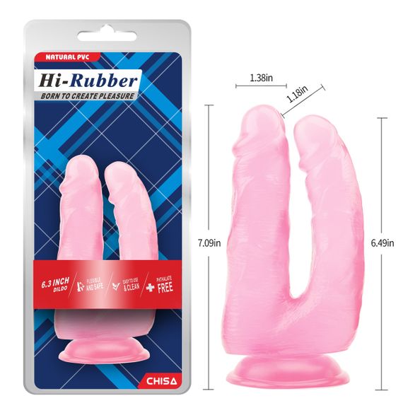 Фаллоимитатор для двойного проникновения Chisa Hi-Rubber, розовый sexstyle | Зображення 6