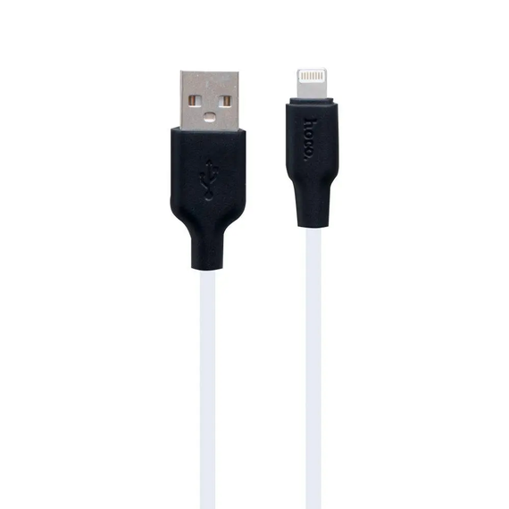 Кабель Hoco X21 Plus Silicone Lightning (2m) білий з чорним, кабель для айфона, шнур зарядки | Зображення 1