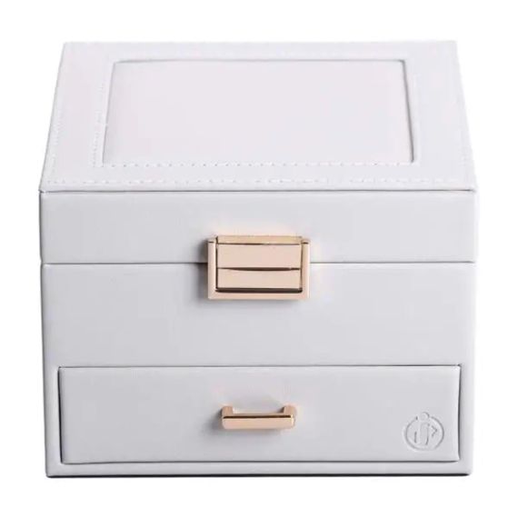 Шкатулка для украшений из эко кожи 2 яруса органайзер для ювелирных изделий HP-5-2G | Зображення 5