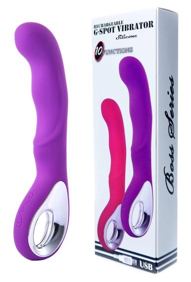 Вибромассажер для точки G Boss Series - Wibrator G-spot 10 functions USB Purple, BS2200055 sexstyle