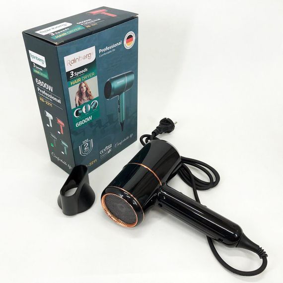 Фен для укладки и сушки волос Rainberg RB-2211 + насадка-концентратор. IM-419 Цвет: черный | Зображення 5