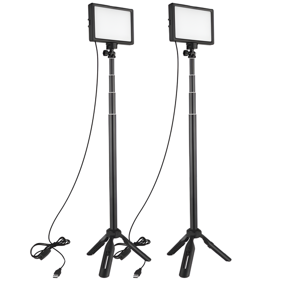 Комплект освещения из 2-х светодиодных LED панелей со штативами Andoer VLK-04 | Набор постоянного света для видео | Зображення 1