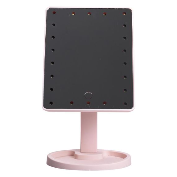 Настільне дзеркало з підсвічуванням 22 LED для макіяжу 21х16 см прямокутне на ніжці USB Рожеве HP-10-4AP | Зображення 3